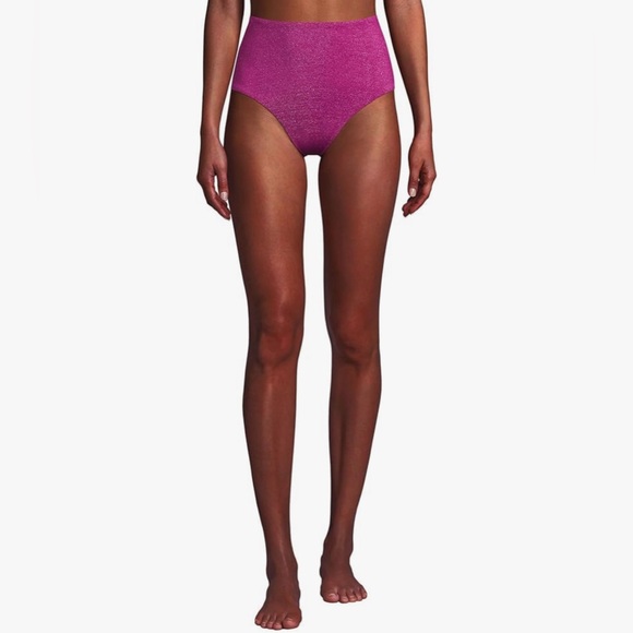 Lands' End Women's Chlorine Resistant Shine High Waisted Bikini‎ Bottoms Size 16 - Picture 1 of 8